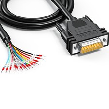 10 FT 24AWG DB15 Male Connector To Bare Wire Extension Cable DSUB 15 Pin