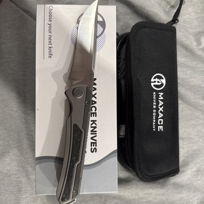 Maxace Kestrel Folding Knife 3.85'' Bohler M390 Steel Blade Titanium/Carbon Fiber