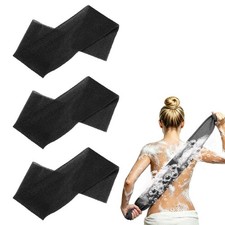 3 Pcs Back Scrubber, 31 Inch Nylon Bath Sponge Extended, Black