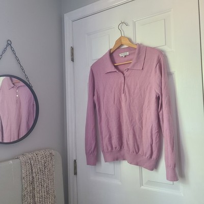 Creswick Natural Fibres Woolmark Polo Collar Sweater Sz L Lilac Old Money Preppy