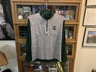 VTG Michigan State Spartans Gray COLOSSEUM Lightweight L/S 1/4 Zip Pullover SZ M