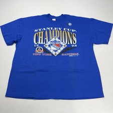 Vtg Trench NHL NY Rangers 1994 Stanley Cup Champions Mens Shirt 2XL Blue USA