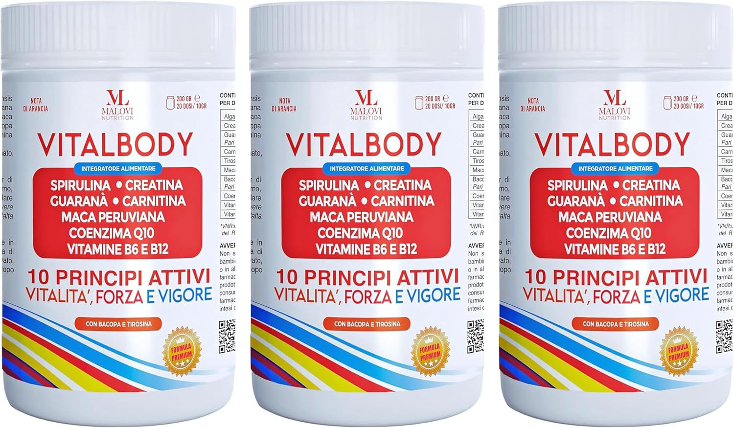 Vitalbody Integratore Energetico 200g - Recupero Muscolare e Mentale