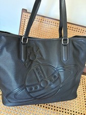 Vivienne Westwood Leather Tote Hand Bag in Black