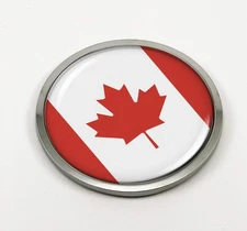 BestLicensePlateFrames Flag of Canada | 3D Domed CAR Emblem Badge Sticker Round