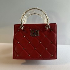 NWT Badgley Mishka Red Sm Tote With Gold Hardware Crossbody Bag Sq Quilt Studs?