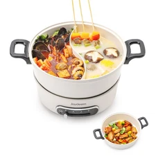 2 in 1 Electric Hot Pot, Shabu Shabu Pot with Two Removable Pot, UL Listed, C...