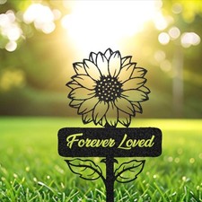 Personalized Sunflower Grave Marker, Custom Name Metal Stake Sympathy Gift