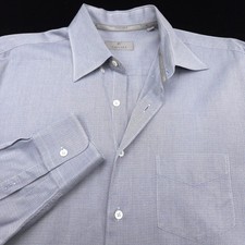 Canali Mens Dress Button Shirt -XL 16.5 36- Blue Gray Jacquard -ITALY -Tailored