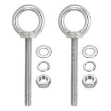 2Pcs M10 x 80mm 304 Stainless Steel Lifting Shoulder Eye Bolt with Nuts Washers