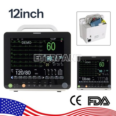 12'' Patient Monitor ICU CCU Vital Sign for Hospital ECG NIBP RESP TEMP SPO2 PR