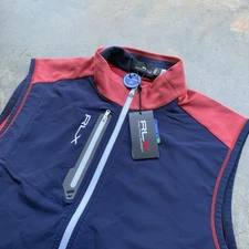 Ralph Lauren RLX Vest Mens Medium Full Zip Golf Windbreaker Performance Wicking