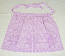 Vintage Waist Apron One Size 50s Lavender Gingham Cross Stitched Snowflakes