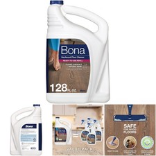 128 Fl Oz Unscented Hardwood Floor Cleaner Residue-Free Spray Mop Refill 0.27 per fl oz