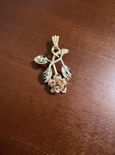 14k .585 Gold MA Michael Anthony Tri Color Black Hills Gold Rose Pendant