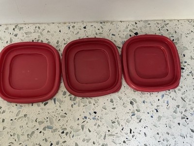 Three Replacement Lids 7J58 For Rubbermaid Easy Find Containers Red