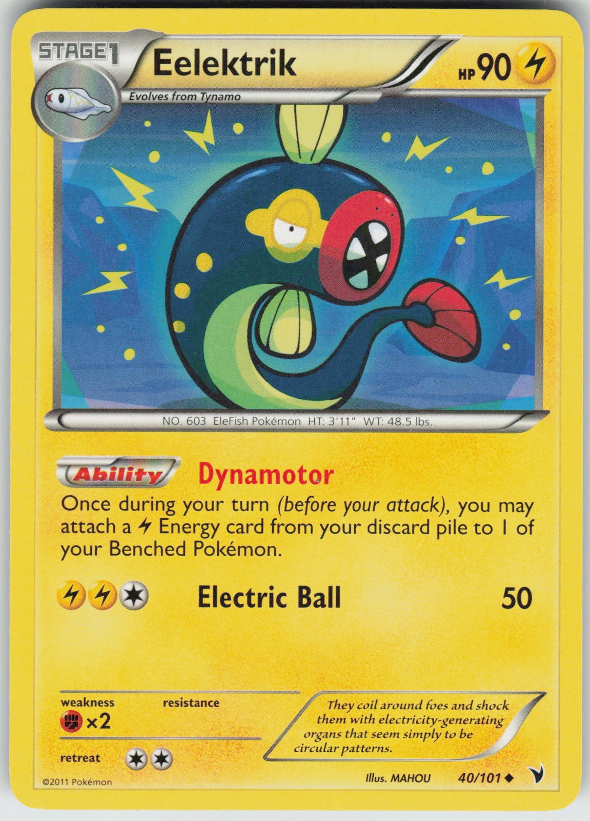 Pokemon Eelektrik 40/101 Noble Victories Uncommon NM