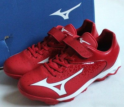 Mizuno Youth Size 4 Wave Select Nine Jr. Baseball Cleats Red/White 320581.1000