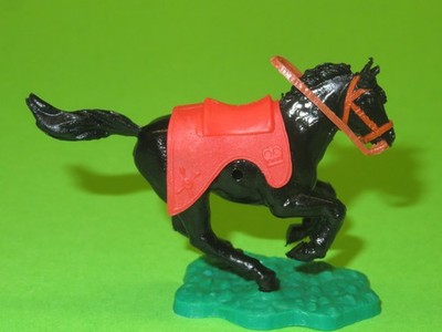 Timpo Toys Horse Pony with Horse Reins Black - Brown + Saddlecloth