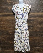 Old Navy Whimsical Beetle Dragonfly Butterfly Midi Maxi Dress Size M Lined Boho
