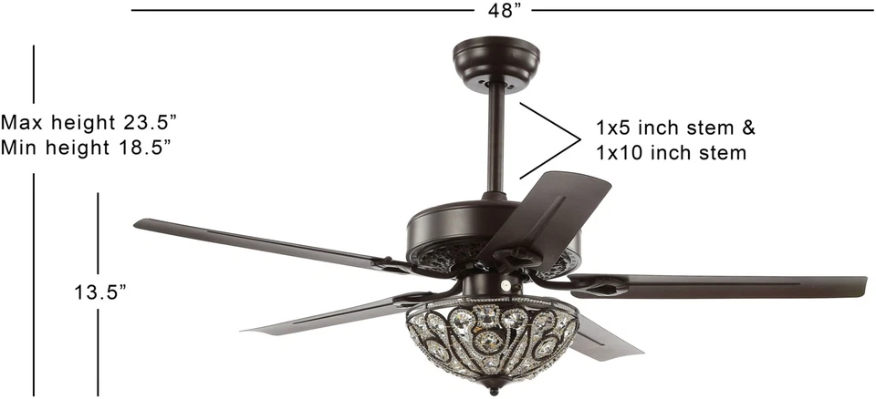 JONATHAN Y Lighting Ali 48 LED Ali 48" 5 Blade LED Indoor Ceiling - Bronze - Image 2 of 4