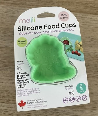 Melii Dinosaurier geformte Silikon Futterbecher 90 ml 6er Pack Snack Backen NEU 