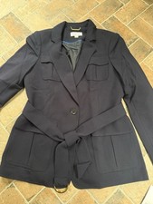 Calvin Klein Women's Navy Blue Utility Belted Jacket Blazer Size 16