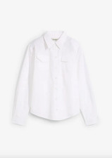 Hemdbluse aus reiner Bio-Baumwolle Gr. 42 Weiß Damen Langarm-Bluse Hemd Neu