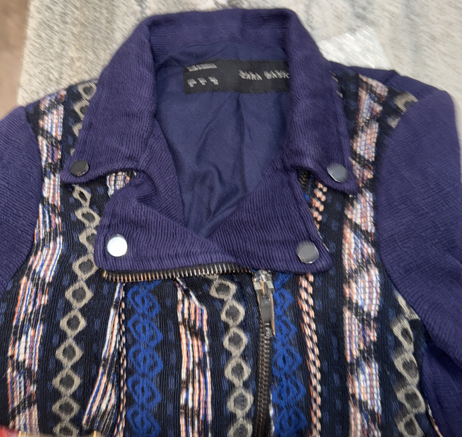 Zara Basic Medium Purple Aztec Full Zip Collared … - image 4