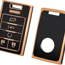 Key Fob Cover, TPU Key Fob Case Cover Fits for SRX ATS Escalade Gold Black
