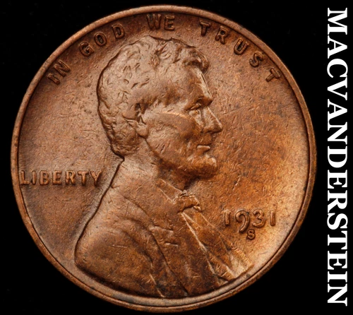 1931-S Lincoln Wheat Cent - Scarce  Extra Fine  Semi-key  Better Date  #G7862