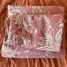 Eddie Bauer Home Floral Fern King Duvet Set 2 Shams 100% Cotton