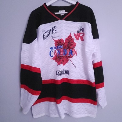 Vintage Molson Canadian Beer Rock 95 Hockey Jersey Large Athletic Knit