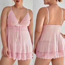 Plus Size Women's Sexy Lingerie Babydoll Lace Sleepwear Nightwear Dress G-string