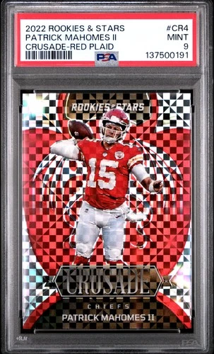 2022 PANINI ROOKIES & STARS CRUSADE RED PLAID #CR4 PATRICK MAHOMES II PSA 9