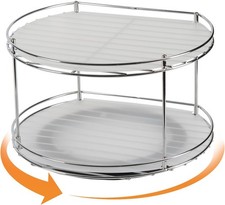 2 Tier Lazy Susan Turntable Cabinet Organizer - Rotating Spice Rack Storage