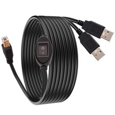 2 In 1 Printer Cable Splitter USB B To Dual A Cord Manual Switch 4.5m/14.7Ft