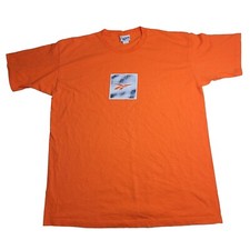 Reebok Vintage Shirt Orange Made In USA Center Logo Single Stitch Size XL
