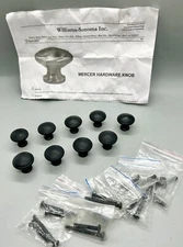 (9) Pottery Barn Mercer Cabinet Door Drawer Knobs Matte Black, Small 1" Diameter