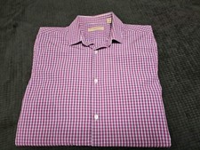 Burberry London Gingham Lavender Tailored Button-up Long Sleeve Shirt SZ Medium
