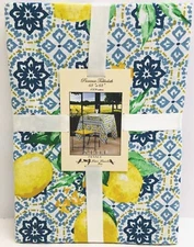 Stof France LEMONS Tile Tablecloth 63 x 63 Blue Laura Lancelle French Country