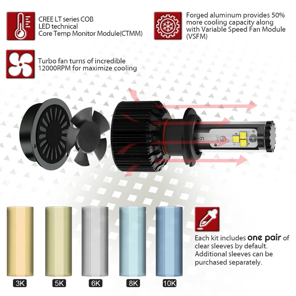 XENTEC LED Headlight kit 488W 48800LM H4 9003 6000K  2004-2009 Suzuki Swift+ - Image 3 of 4