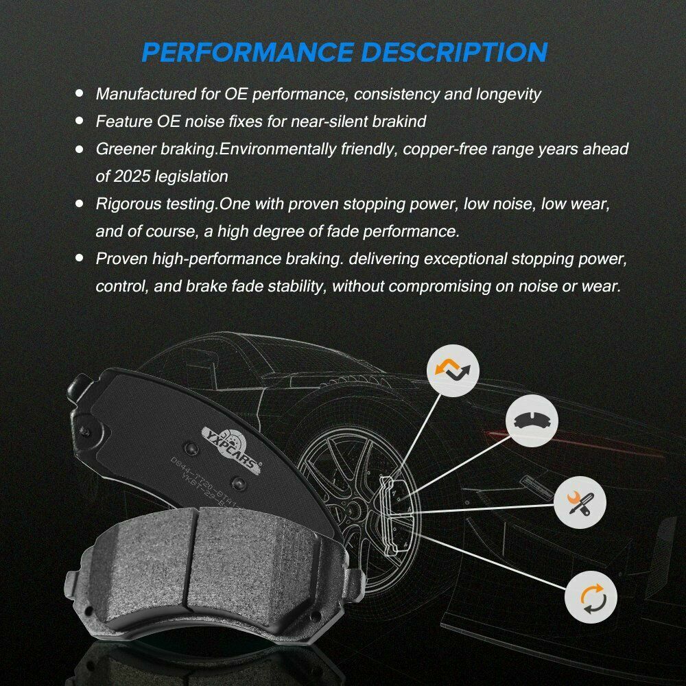 Front & Rear Ceramic Brake Pads For 2009 2010 Hyundai Sonata 2010-2013 Kia Soul