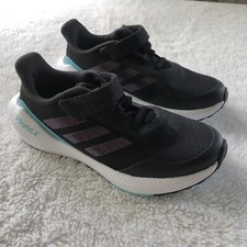Adidas KIDS EQ21 Run Black Pulse Aqua Running Athletic Shoes - Size 13 K