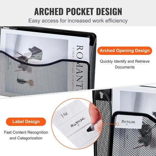 VEVOR File Wall Rack Mesh Wall File Holder 6-Piece 1 Pocket for Office & School - Picture 4 of 12