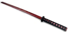 ONE 32" Red Burgundy Wooden Wakazashi Bokken Practice Sword Carved Dragon