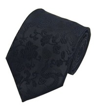 Men's Silk Tie Dragon Peony Embroidery Woven Wedding Formal One Size Black