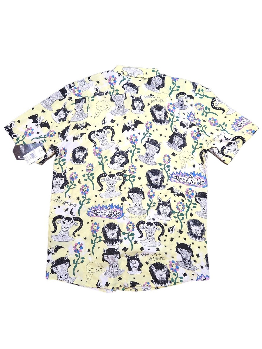 VOLCOM Surf Vitals Ozzy Shirt Glimmer Stone Yellow Button Up Shirt