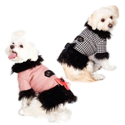 Dogs of Glamour Peacoat for Dogs ~ Black & White Houndstooth ~ Small - Picture 1 of 3