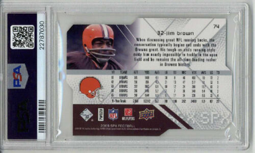 2008 UPPER DECK SPx #74 JIM BROWN CARD CLEVELAND BROWNS PSA 10 LOW POP 5 RARE - Picture 2 of 2